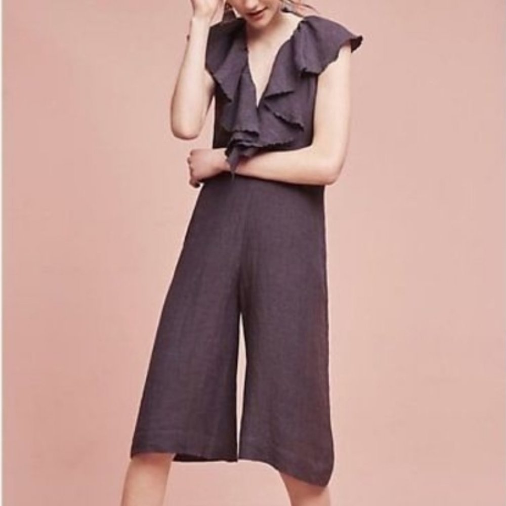 Anthropologie Maria Stanley Jumpsuit Gray Linen